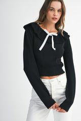 MYRA RUFFLE NECK SWEATER TOP