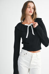 MYRA RUFFLE NECK SWEATER TOP
