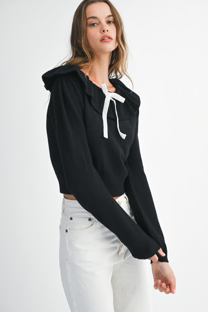 MYRA RUFFLE NECK SWEATER TOP