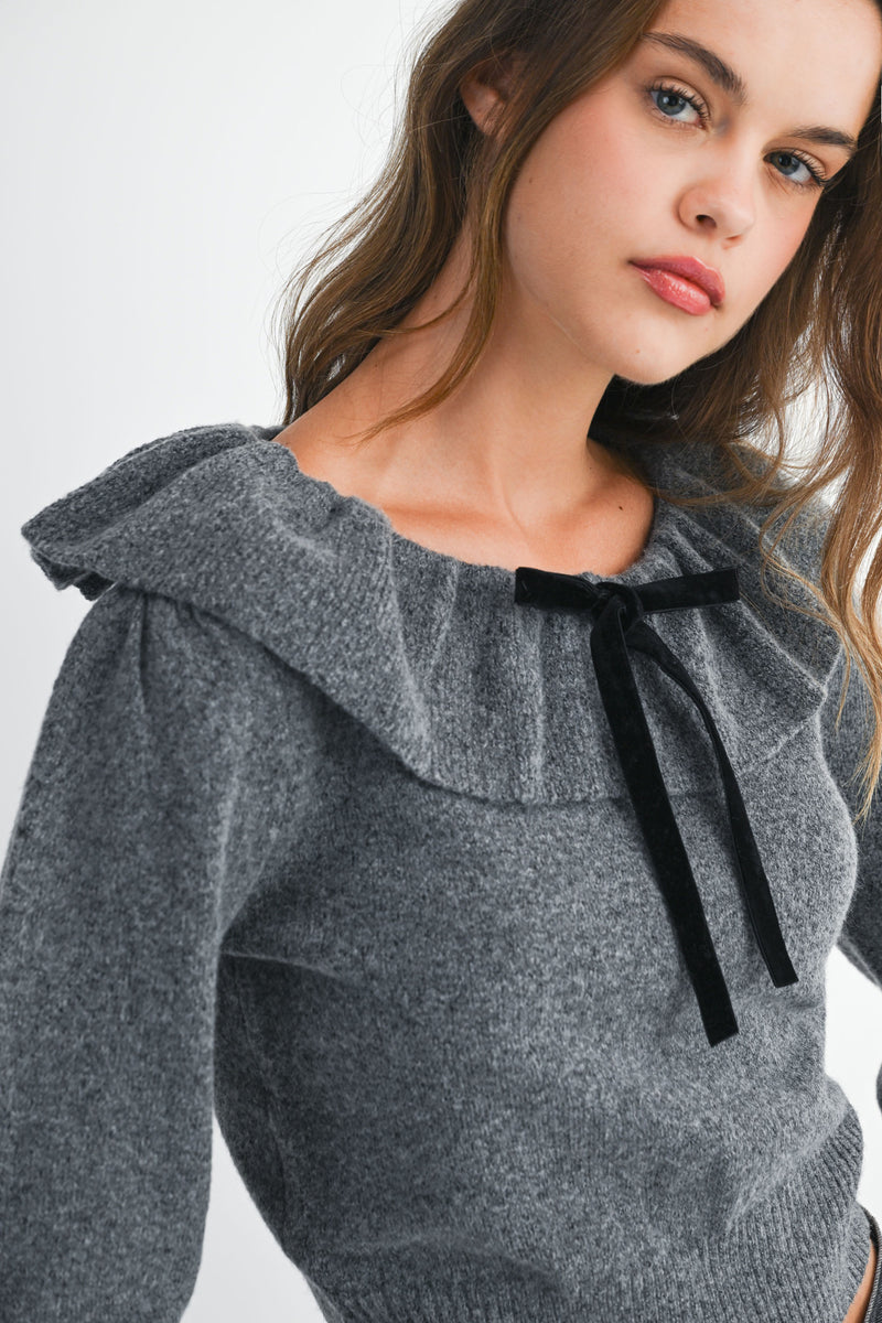 MYRA RUFFLE NECK SWEATER TOP