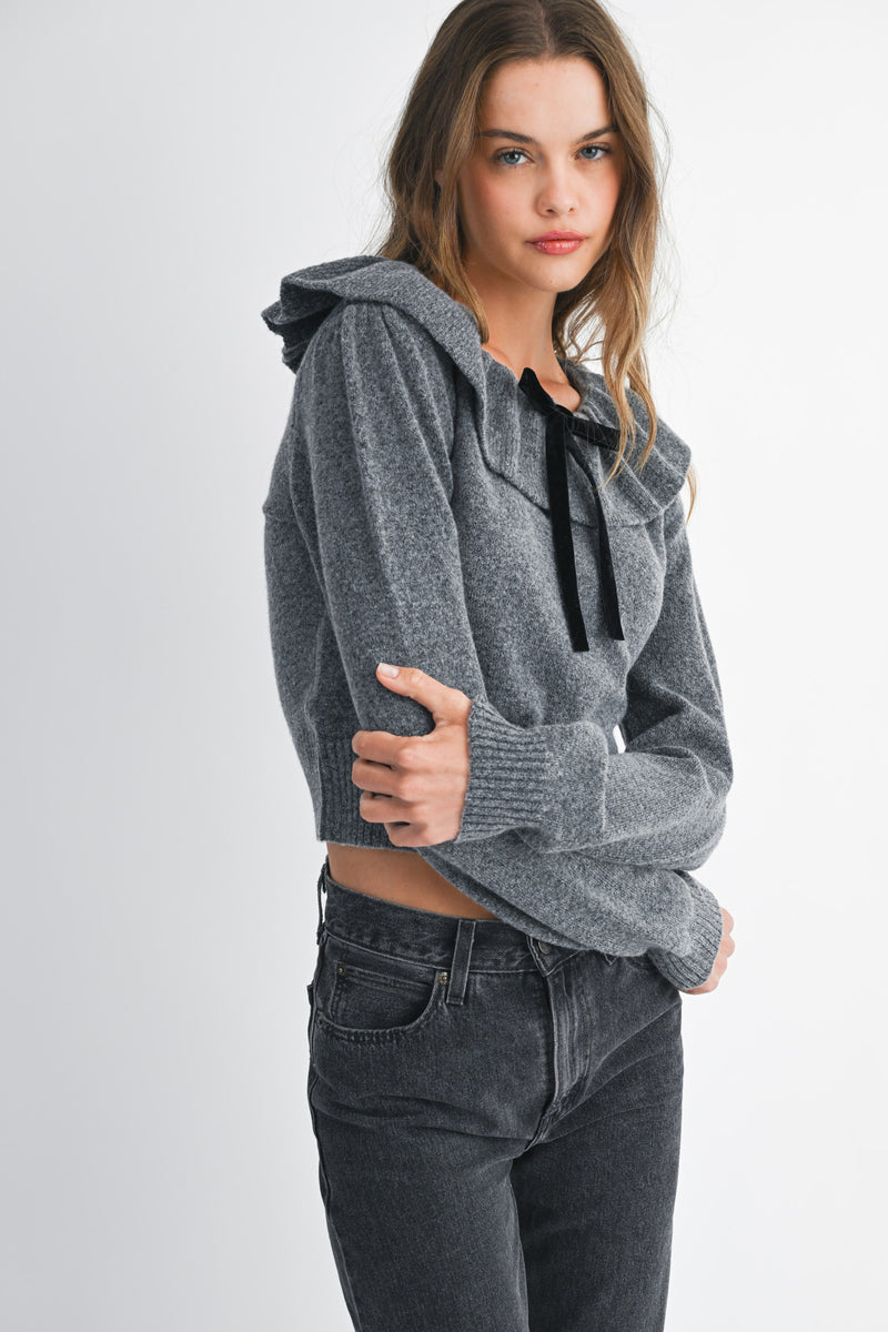 MYRA RUFFLE NECK SWEATER TOP