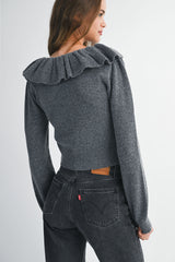 MYRA RUFFLE NECK SWEATER TOP