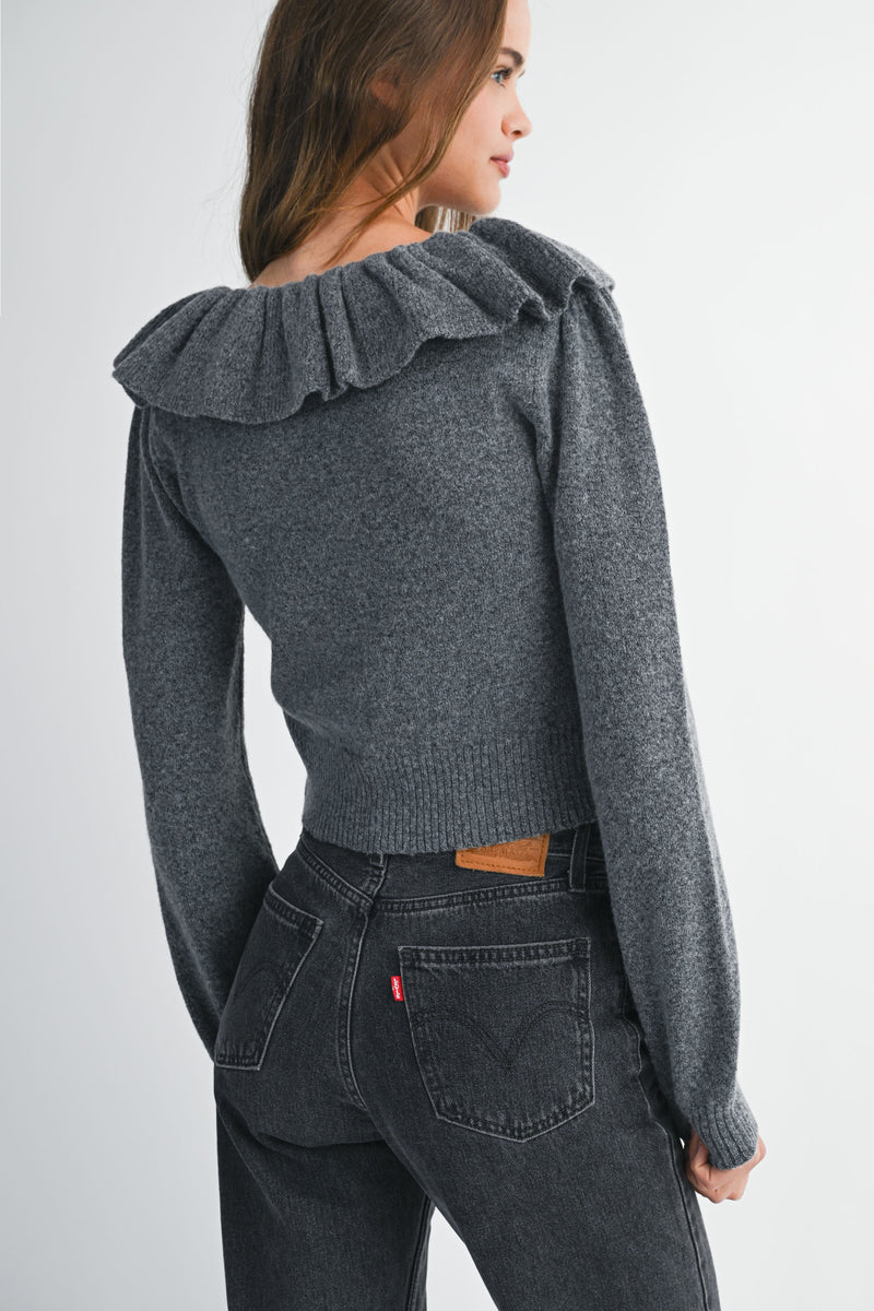 MYRA RUFFLE NECK SWEATER TOP