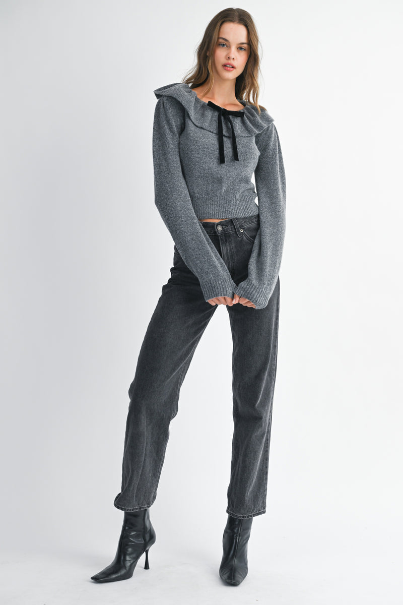 MYRA RUFFLE NECK SWEATER TOP