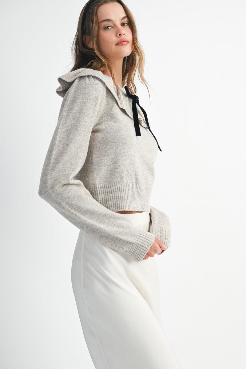 MYRA RUFFLE NECK SWEATER TOP