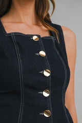CAITLIN SLEEVELESS BUTTON DENIM TOP