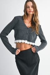 ROBIN LACE TRIM KNIT CARDIGAN