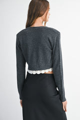 ROBIN LACE TRIM KNIT CARDIGAN