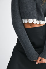 ROBIN LACE TRIM KNIT CARDIGAN