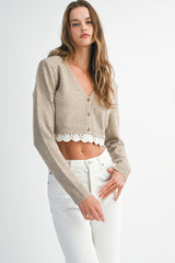 ROBIN LACE TRIM KNIT CARDIGAN