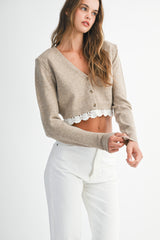 ROBIN LACE TRIM KNIT CARDIGAN