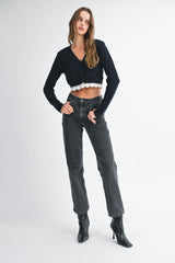 ROBIN LACE TRIM KNIT CARDIGAN