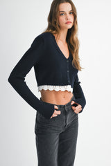 ROBIN LACE TRIM KNIT CARDIGAN