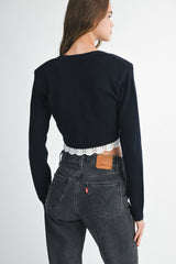 ROBIN LACE TRIM KNIT CARDIGAN