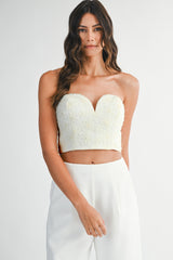 DORIAN FLOWER MESH APPLIQUE CORSET TOP