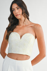 DORIAN FLOWER MESH APPLIQUE CORSET TOP