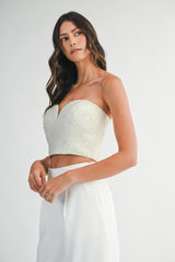 DORIAN FLOWER MESH APPLIQUE CORSET TOP