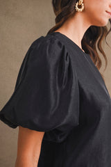 JANE SATIN PUFF SLEEVE TOP