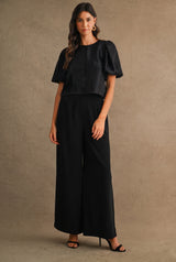 JANE SATIN PUFF SLEEVE TOP
