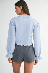 MALANI PETER PAN SCALLOPED EDGE COLLARE SWEATER TOP
