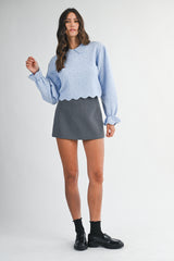MALANI PETER PAN SCALLOPED EDGE COLLARE SWEATER TOP