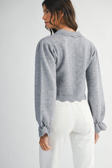 MALANI PETER PAN SCALLOPED EDGE COLLARE SWEATER TOP