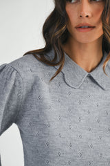 MALANI PETER PAN SCALLOPED EDGE COLLARE SWEATER TOP
