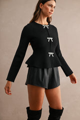 BRNDA JEWEL BOW FRONT KNIT TOP