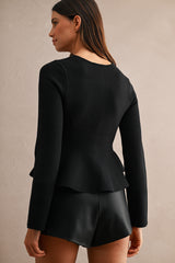 BRNDA JEWEL BOW FRONT KNIT TOP