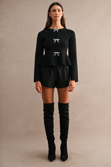 BRNDA JEWEL BOW FRONT KNIT TOP
