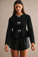 BRNDA JEWEL BOW FRONT KNIT TOP