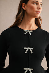 BRNDA JEWEL BOW FRONT KNIT TOP