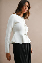 BRNDA JEWEL BOW FRONT KNIT TOP