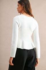 BRNDA JEWEL BOW FRONT KNIT TOP
