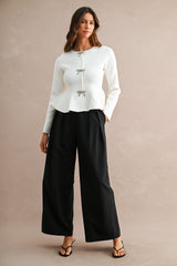BRNDA JEWEL BOW FRONT KNIT TOP
