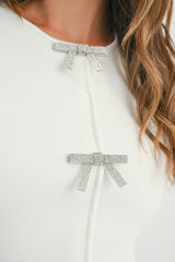 BRNDA JEWEL BOW FRONT KNIT TOP