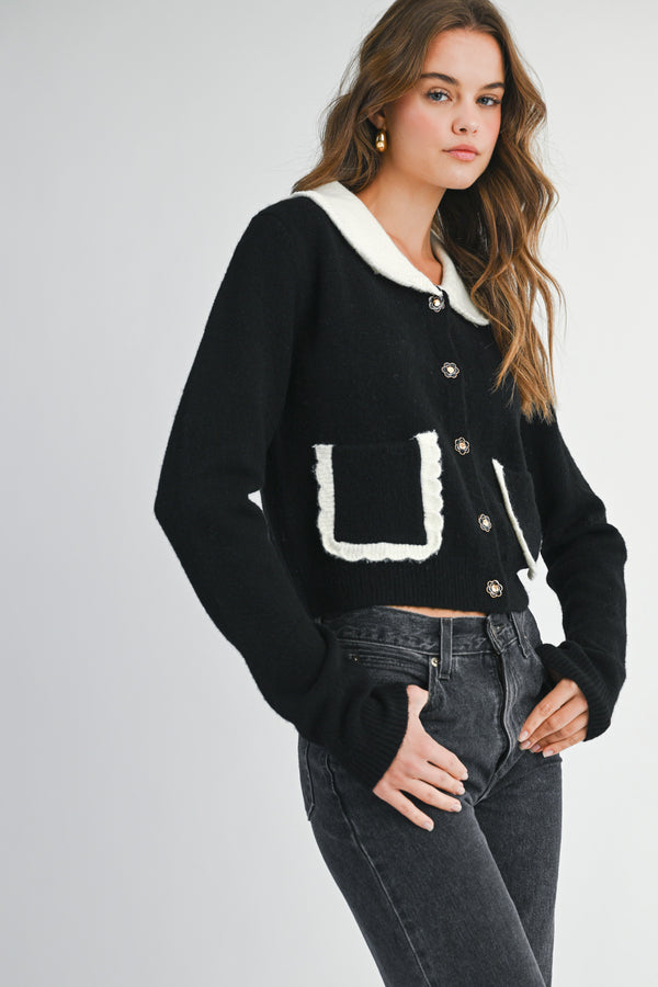 AARNA PETER PAN COLLAR KNIT TOP