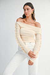 VIOLETTE OFF SHOULDER KNIT TOP
