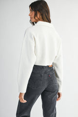 AMANDA RHINESTONE COLLARED KNIT SWEATER