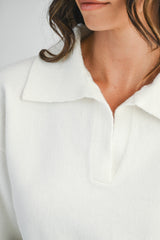 AMANDA RHINESTONE COLLARED KNIT SWEATER