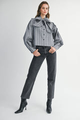 KAZHA TIE FRONT LONG SLEEVE BLOUSE