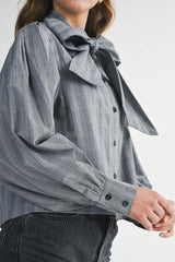 KAZHA TIE FRONT LONG SLEEVE BLOUSE