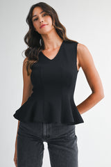 MCKENZIE INTERLOCK SLEEVELESS PEPLUM TOP