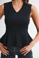 MCKENZIE INTERLOCK SLEEVELESS PEPLUM TOP