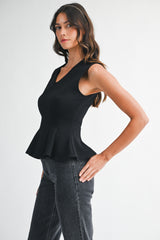 MCKENZIE INTERLOCK SLEEVELESS PEPLUM TOP