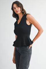 MCKENZIE INTERLOCK SLEEVELESS PEPLUM TOP