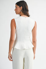 MCKENZIE INTERLOCK SLEEVELESS PEPLUM TOP