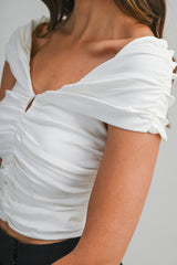 ELIN RUCHED KEYHOLE SLEEVELESS TOP