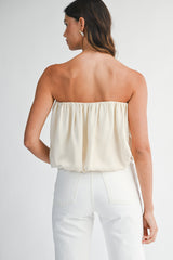 ADDALYN BUBBLE HEM SHIRRED TUBE TOP