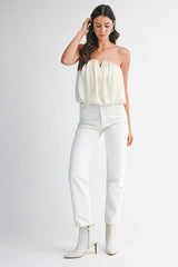 ADDALYN BUBBLE HEM SHIRRED TUBE TOP